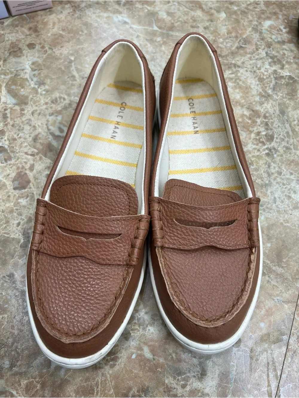 Cole Haan Brown Leather Slip-On Penny Loafers